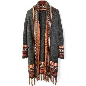 Chic Gray and Orange Women's Cardigan